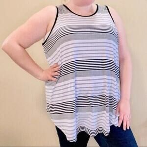 Torrid Black and White Striped Tank Top Size 6X